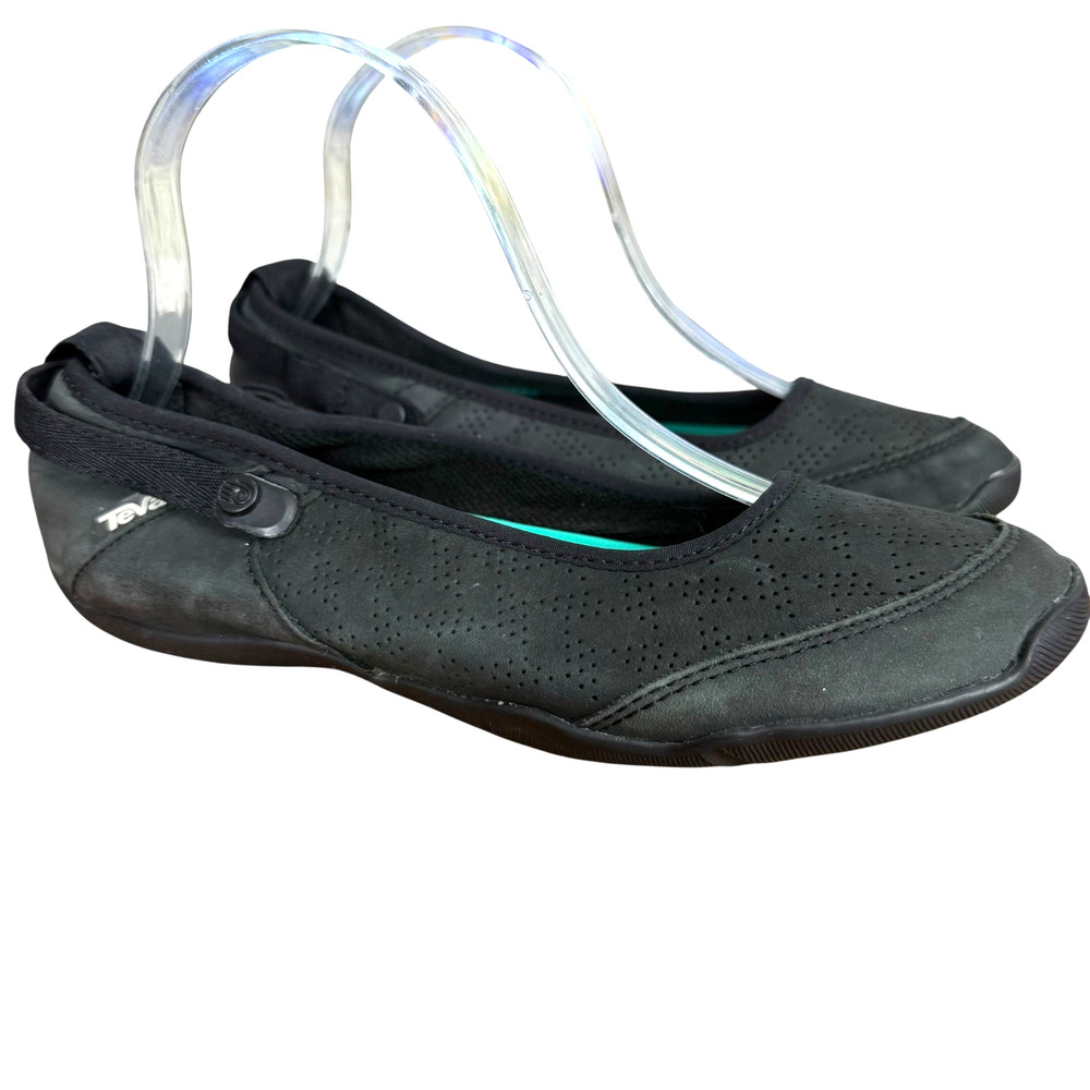 Teva 1005225 Niyama Black Ballet Flats Optional Mary Jane Strap Perforated sz 7